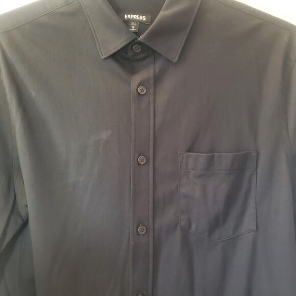 Express Black Long Sleeve Collared Pocket Button Up Dress Shirt Mens Size Medium - Picture 6 of 6